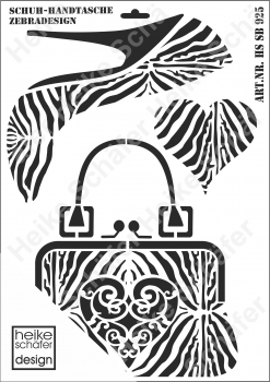 Schablone-Stencil A3 246-0925 Schuh, Handtasche Zebradesign
